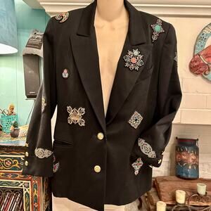 INCREDIBLE 80's WOOL BLAZER with PATCHES
